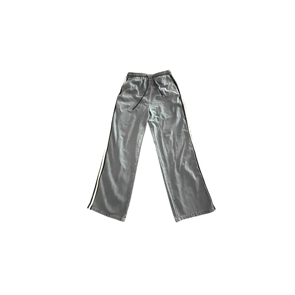 NWT Med (Fits S) Athleisure Denim Stripe Tracksuit 2pc Set Jacket Wide Leg Pants